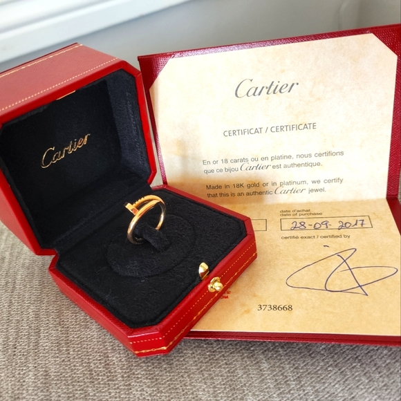 Cartier JUC Just Un Clou 18k Rose Gold Classic Ring Love SZ 54 Pristine Full Set - Picture 2 of 7